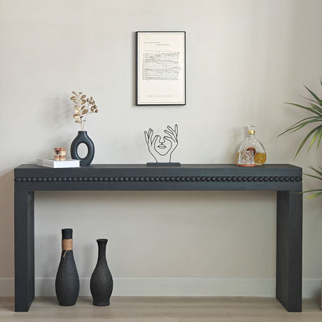 Modern Rustic Wood Table, Rectangular Living Room Center Table With Floating Top Design