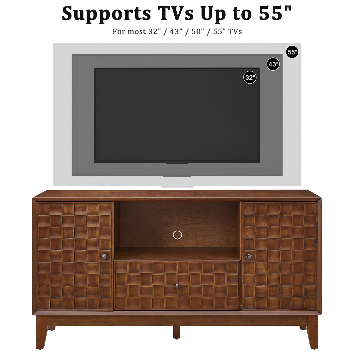 TV Stand With 3D Wood Texture - Brown