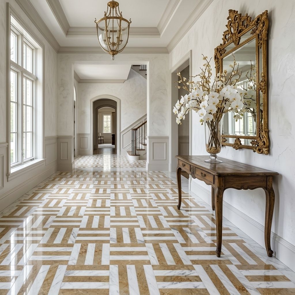 Elegant Waterjet Polished Marble Tile For Floor And Wall