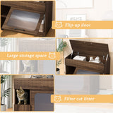 Furniture Style Multi Use Cat Litter Box House With Storage - Walnut