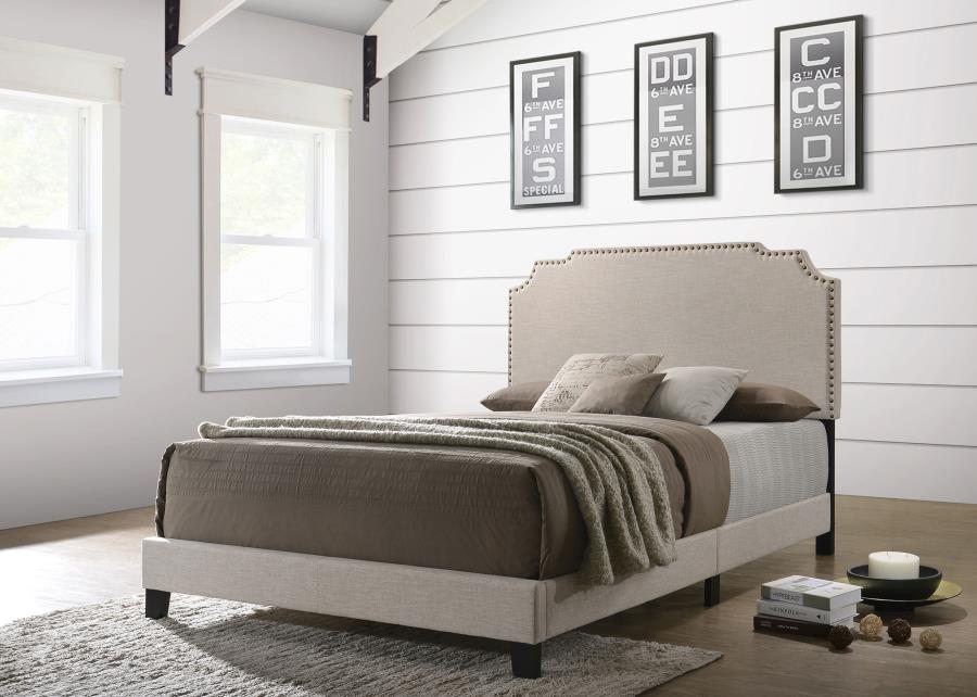 Tamarac Upholstered Full Panel Bed Beige - 310061F