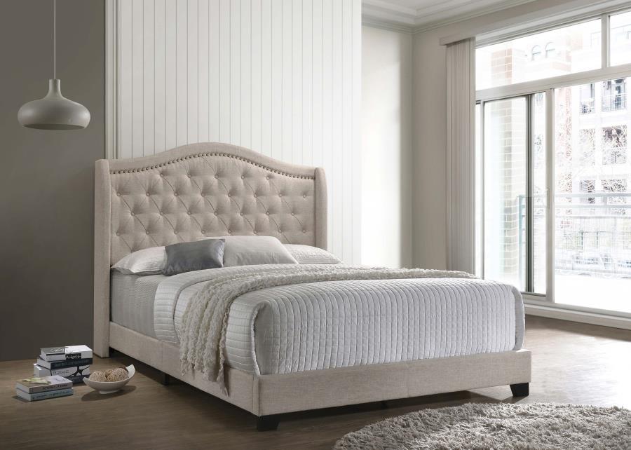 Sonoma Upholstered Full Wingback Bed Beige - 310073F