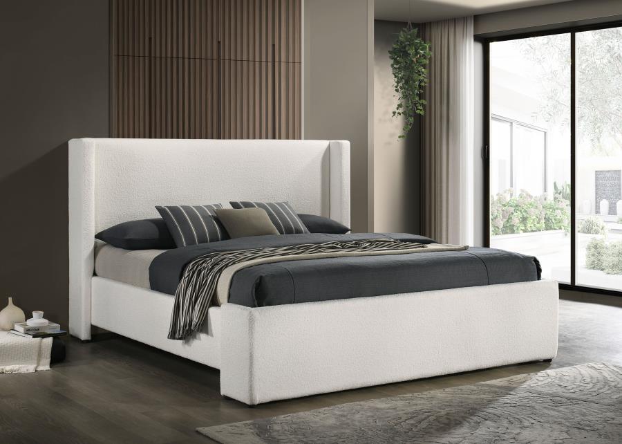 Alamosa Boucle Upholstered Eastern King Platform Bed White - 310078KE