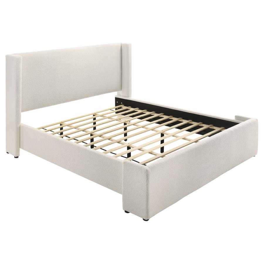 Alamosa Boucle Upholstered Eastern King Platform Bed White - 310078KE