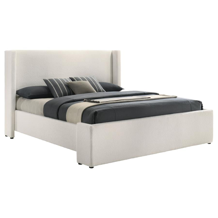 Alamosa Boucle Upholstered Eastern King Platform Bed White - 310078KE