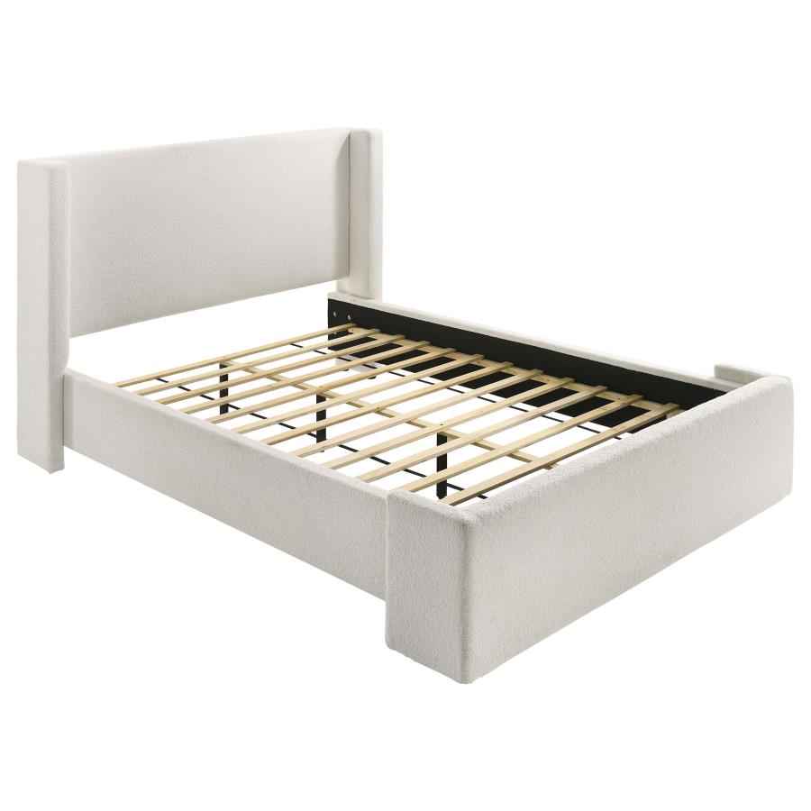 Alamosa Boucle Upholstered Queen Wingback Bed White - 310078Q