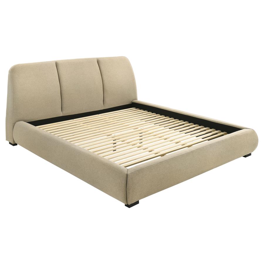 Mokena 46-inch Upholstered Eastern King Platform Bed Brown - 310091KE