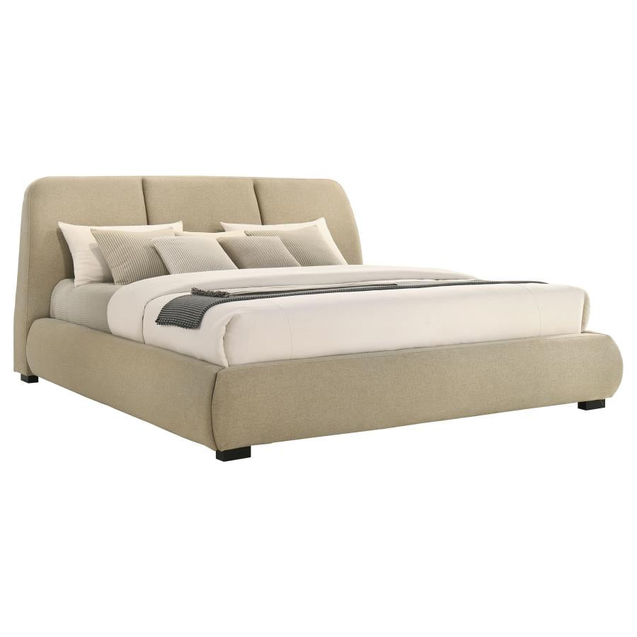 Mokena 46-inch Upholstered Eastern King Platform Bed Brown - 310091KE