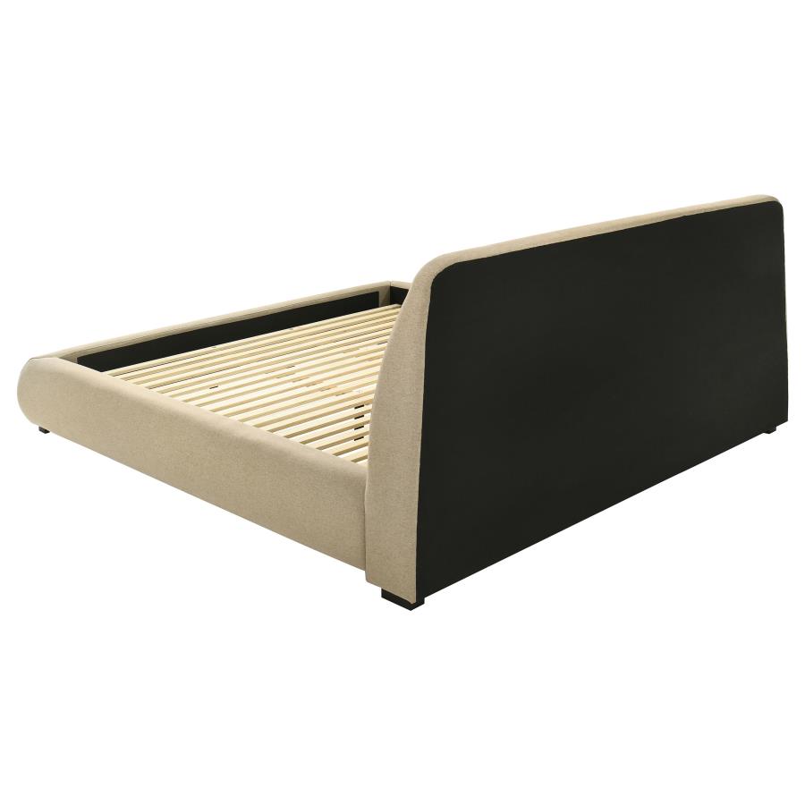Mokena 46-inch Upholstered Eastern King Platform Bed Brown - 310091KE