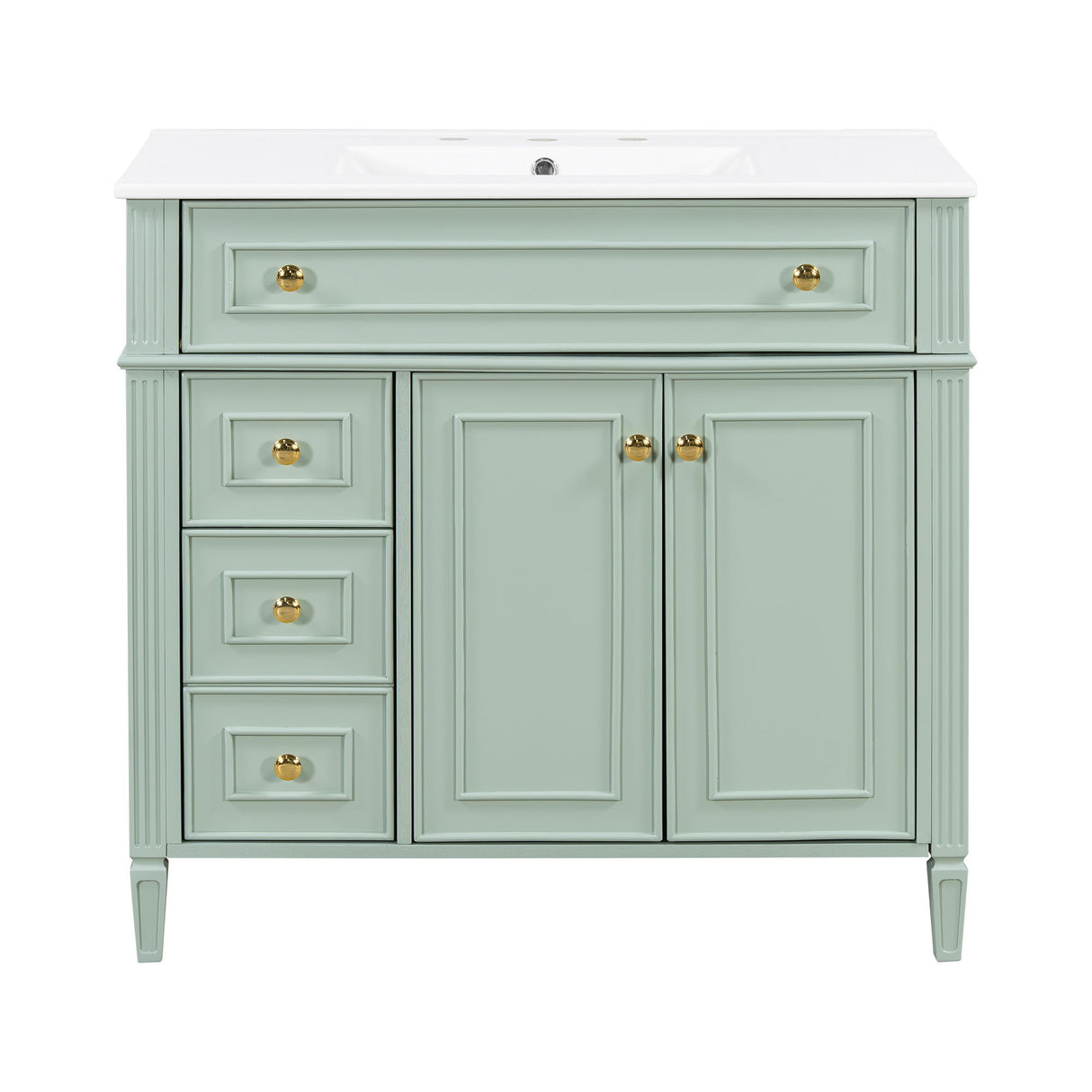Bathroom Vanity With Sink, 3 Drawers & 2 Soft-Close Doors
