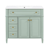 Bathroom Vanity With Sink, 3 Drawers & 2 Soft-Close Doors
