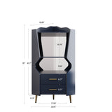 Corner Bar Cabinet With Mirrored Back, 2 Open Shelves & 2 Drawers, High Legs For Easy Cleaning