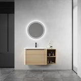 Wall Mounted Bathroom Vanity & Sink, Storage Shelves & Soft Close Door