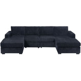 U-Shaped Sectional Set With Cushion Back Armless Chairs Right And Left Arm Chaise