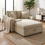 Modern Chaise Sofa With Hidden Storage For Living Room