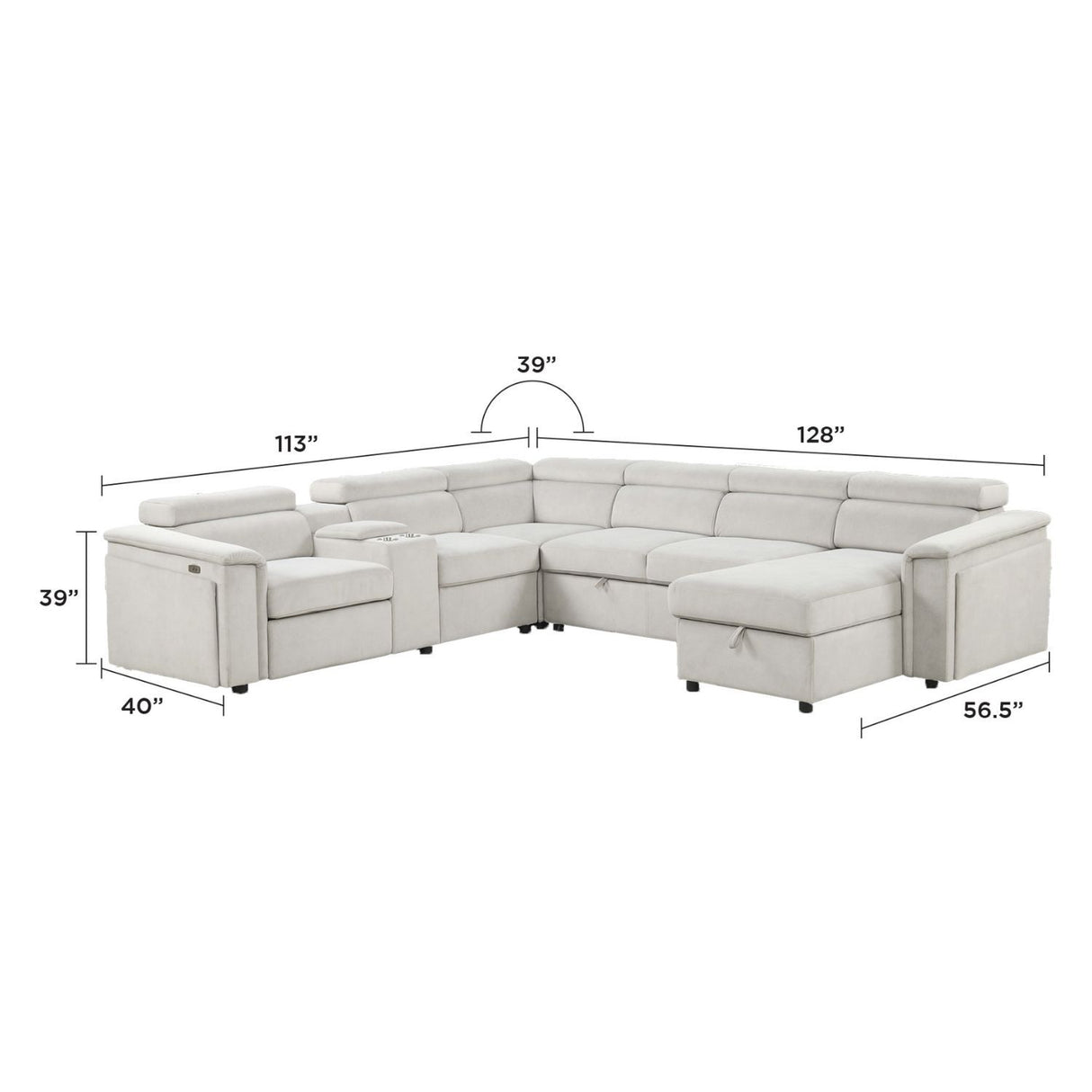 Harvey - Power Recliner Sleeper Sectional