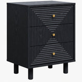 3 Drawer Nightstand - Black - Wood