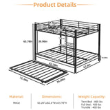 Bunk Bed For Kids, Convertible Frame With Ladders & Guardrail