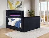 Tisdall Eastern King Flame Visualizer Wingback TV Bed Black - 315868BLKKE