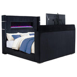 Tisdall Eastern King Flame Visualizer Wingback TV Bed Black - 315868BLKKE
