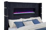 Tisdall Eastern King Flame Visualizer Wingback TV Bed Black - 315868BLKKE