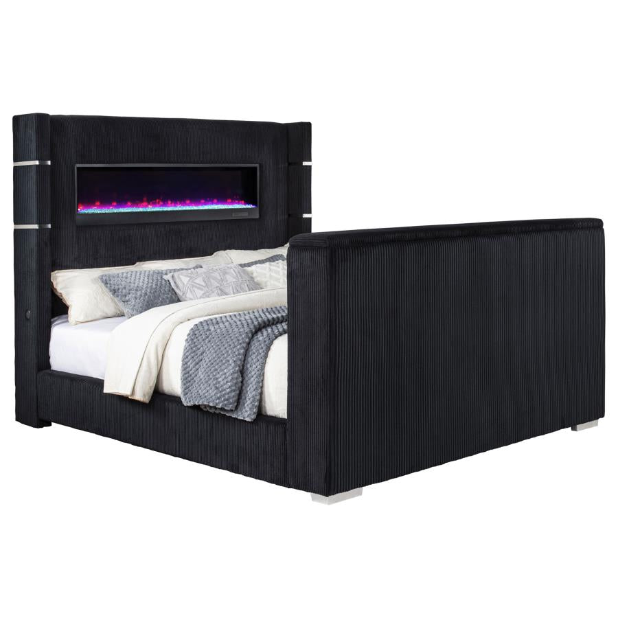 Tisdall California King Flame Visualizer TV Bed Black - 315868BLKKW