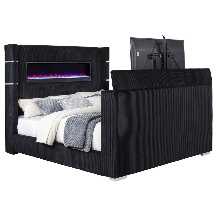Tisdall California King Flame Visualizer TV Bed Black - 315868BLKKW