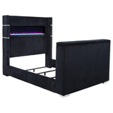 Tisdall Queen Flame Visualizer Wingback TV Bed Black - 315868BLKQ