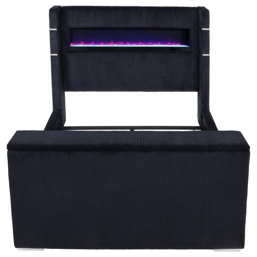Tisdall Queen Flame Visualizer Wingback TV Bed Black - 315868BLKQ