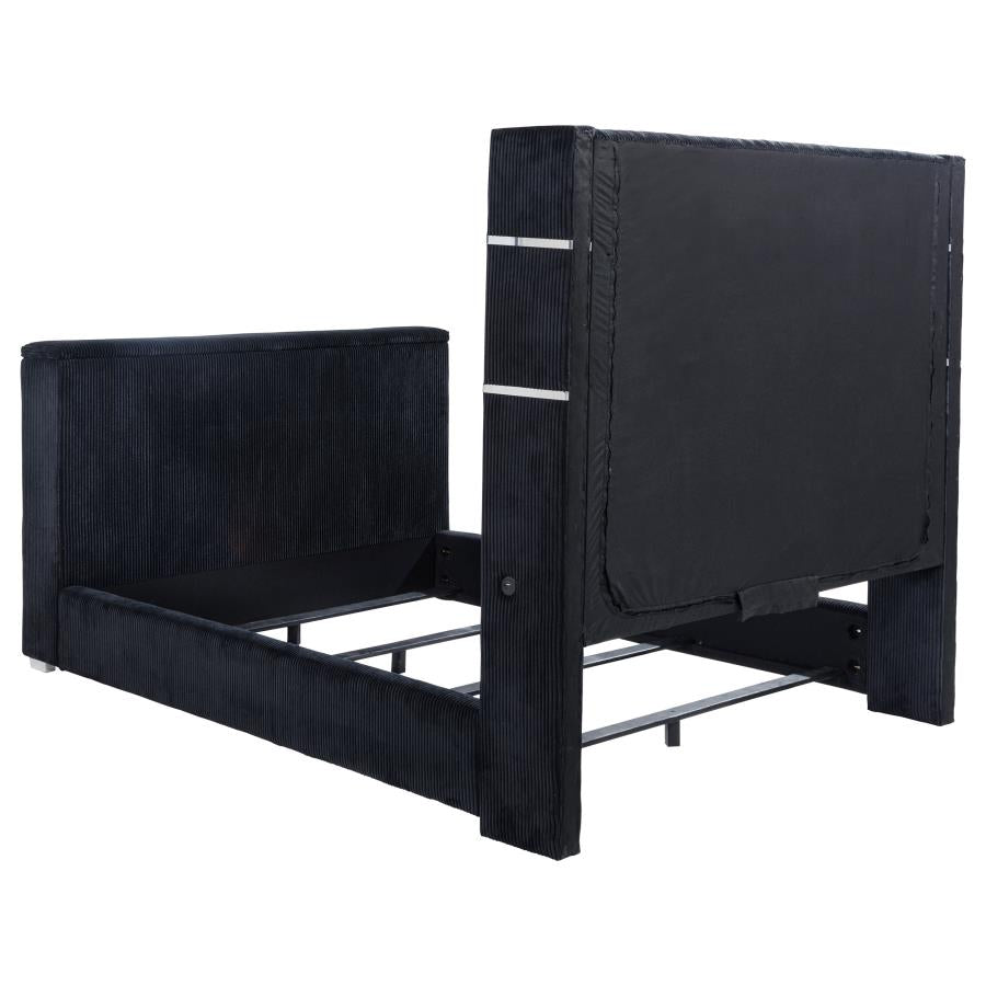 Tisdall Queen Flame Visualizer Wingback TV Bed Black - 315868BLKQ