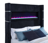 Tisdall Queen Flame Visualizer Wingback TV Bed Black - 315868BLKQ