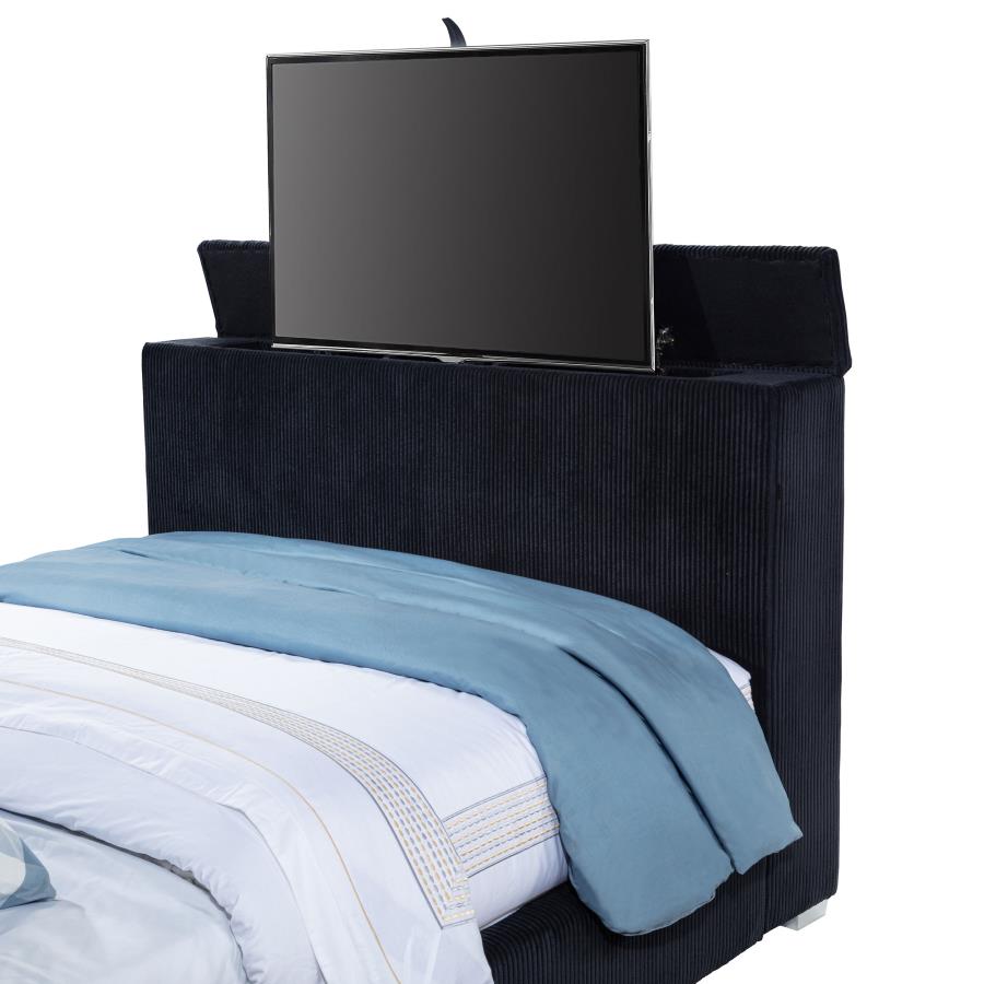 Tisdall Queen Flame Visualizer Wingback TV Bed Black - 315868BLKQ