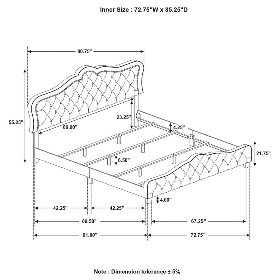 Bella Upholstered California King Panel Bed Grey - 315871KW