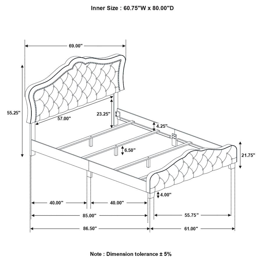 Bella Upholstered Queen Panel Bed Grey - 315871Q