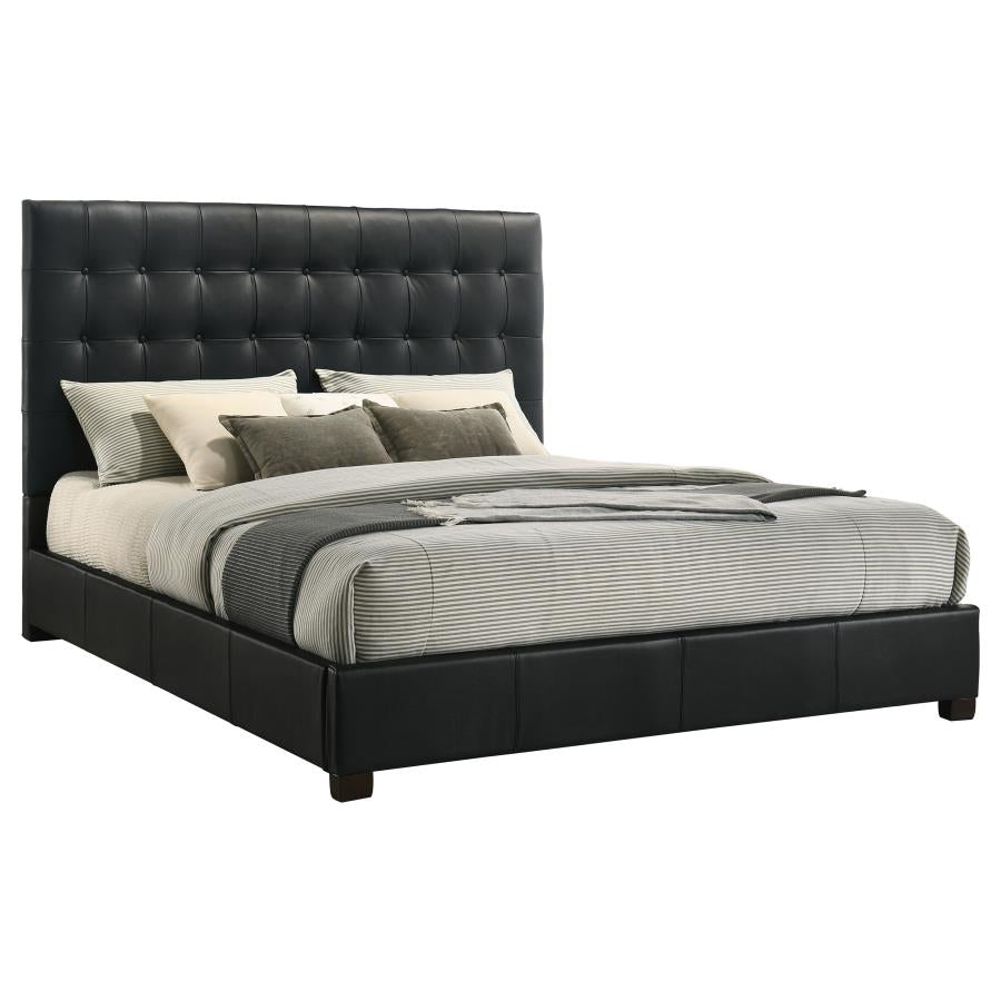 Medley Genuine Leather Eastern King Platform Bed Black - 315911BLKKE