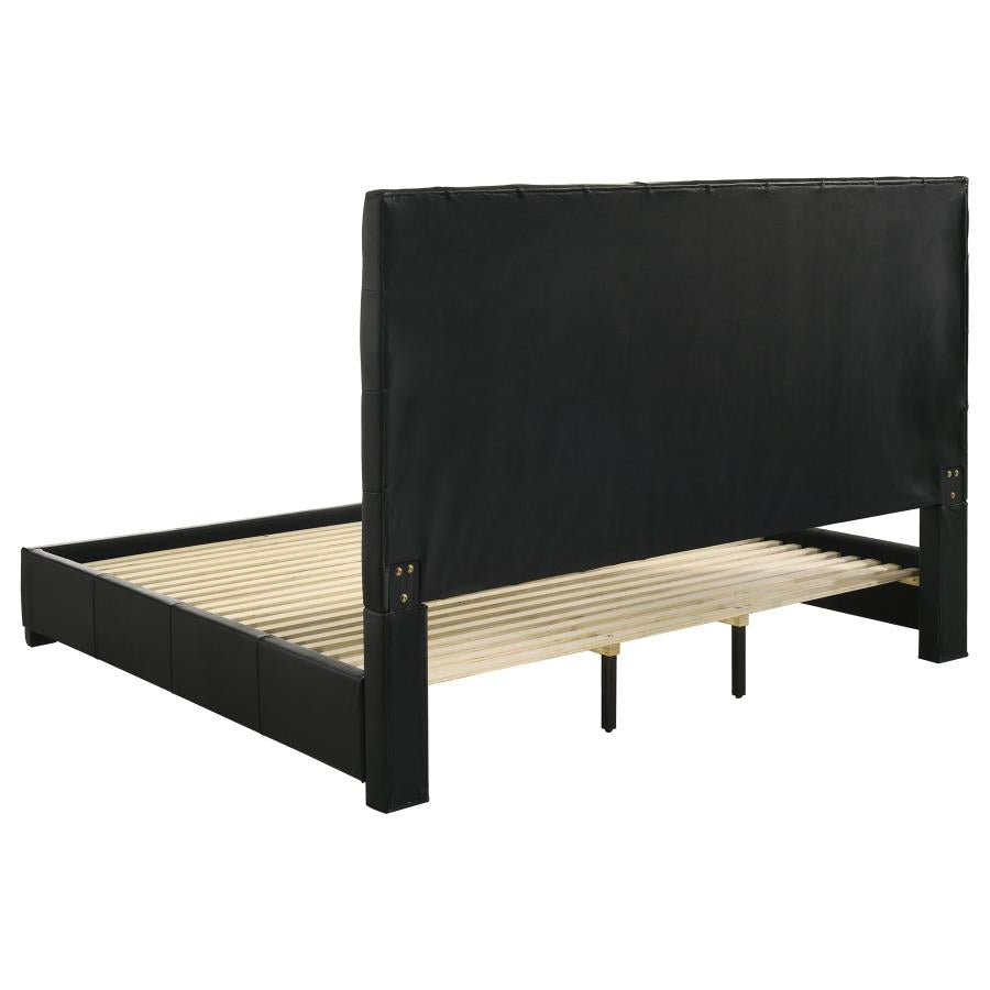 Medley Genuine Leather Eastern King Platform Bed Black - 315911BLKKE