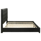 Medley Genuine Leather Eastern King Platform Bed Black - 315911BLKKE