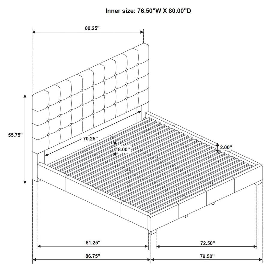 Medley Genuine Leather Eastern King Platform Bed Black - 315911BLKKE