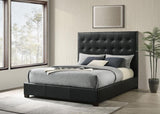 Medley Genuine Leather Queen Panel Platform Bed Black - 315911BLKQ