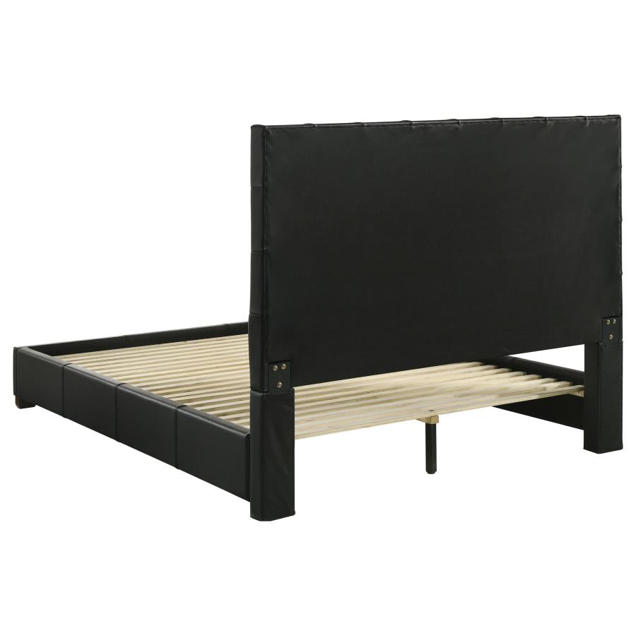 Medley Genuine Leather Queen Panel Platform Bed Black - 315911BLKQ