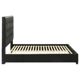 Medley Genuine Leather Queen Panel Platform Bed Black - 315911BLKQ