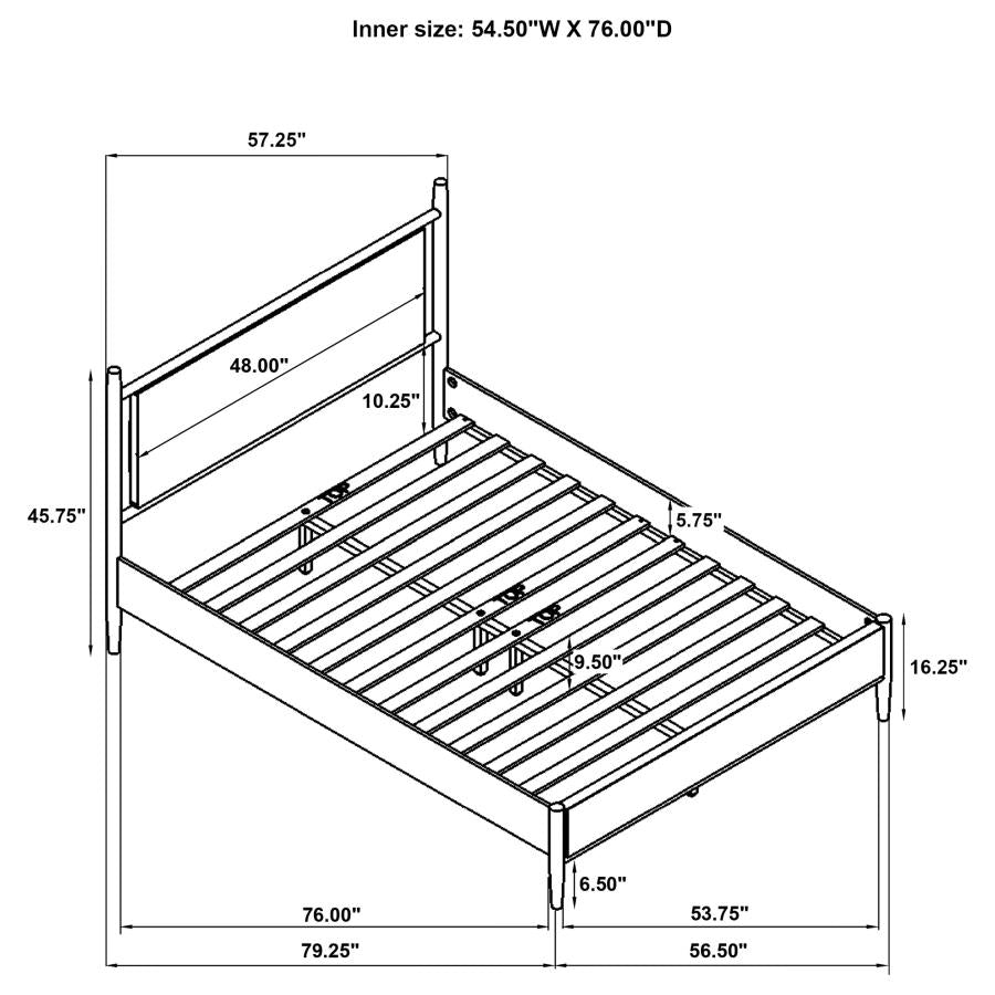 Mason 46-inch Full Panel Platform Bed Grey and Light Brown - 315914F