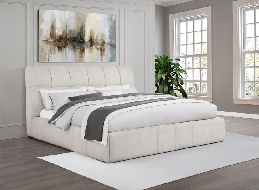 Nollet 48-inch Upholstered California King Platform Bed Cream - 315917CRMKW