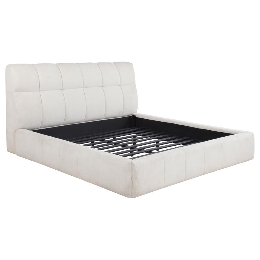 Nollet 48-inch Upholstered California King Platform Bed Cream - 315917CRMKW