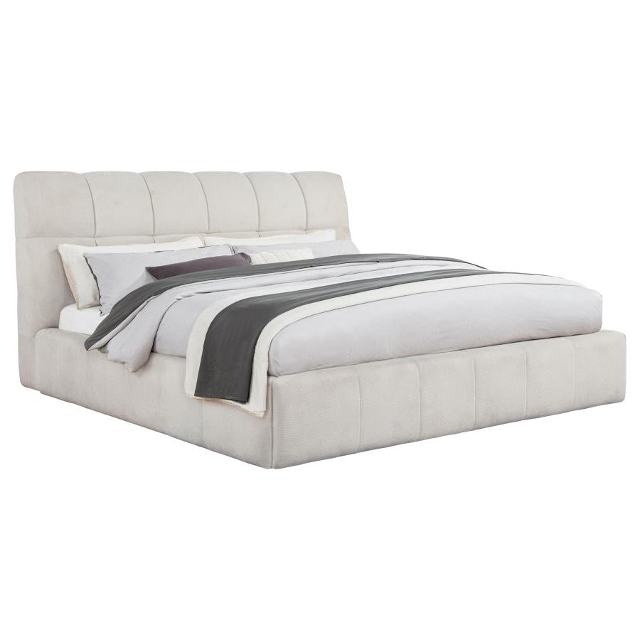 Nollet 48-inch Upholstered California King Platform Bed Cream - 315917CRMKW