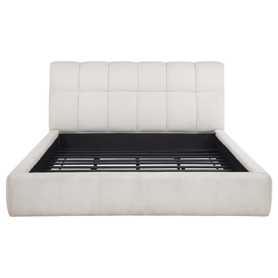 Nollet 48-inch Upholstered California King Platform Bed Cream - 315917CRMKW