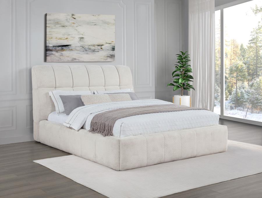 Nollet 48-inch Upholstered Queen Panel Platform Bed Cream - 315917CRMQ