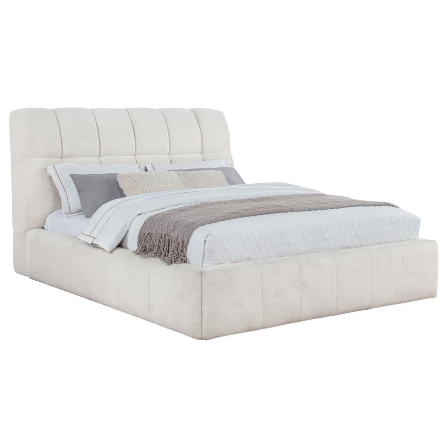 Nollet 48-inch Upholstered Queen Panel Platform Bed Cream - 315917CRMQ