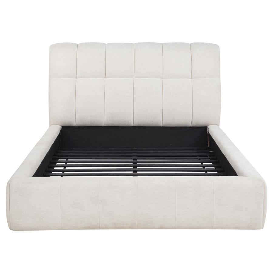 Nollet 48-inch Upholstered Queen Panel Platform Bed Cream - 315917CRMQ