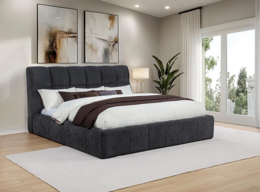 Nollet 48-inch Upholstered Eastern King Platform Bed Grey - 315917GRYKE
